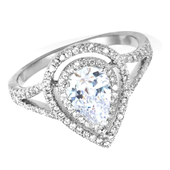 Savvy Cie Jewels Rhodium-Plated Teardrop Ring, Size 7 - Picture 14 of 14